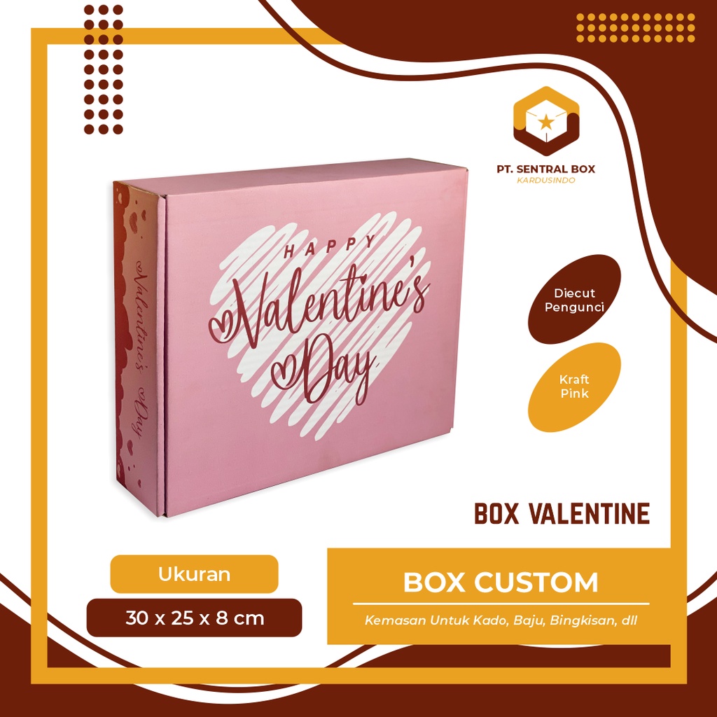 

Kardus Box Valentine - 30 x 25 x 8 cm hampers/giftbox/kotakkado/kotakhampers/boxkado/boxbaju/