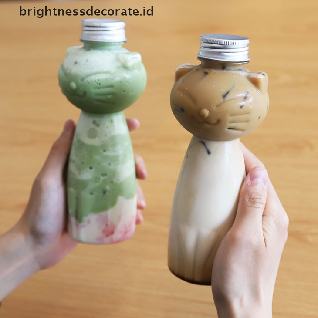 [Birth] Botol Jus Homemade Desain Kucing Botol Minuman Botol Jus Minuman Jus Transparan Botol Teh Susu Minuman Dingin Milk Tea Juice Sealed Cap Bottle [ID]