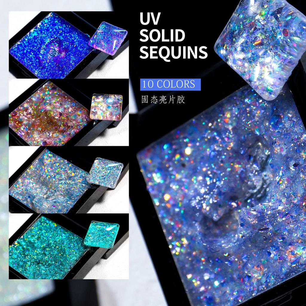 UV SOLID SEQUIN GEL POLISH Glitter Gel Polish/ AURORA POLARIZED MIX COLOR JAPAN NAILS SHINY / KUTEK GEL SHINY/Kutek UV Glitter/Kutek Gel UV