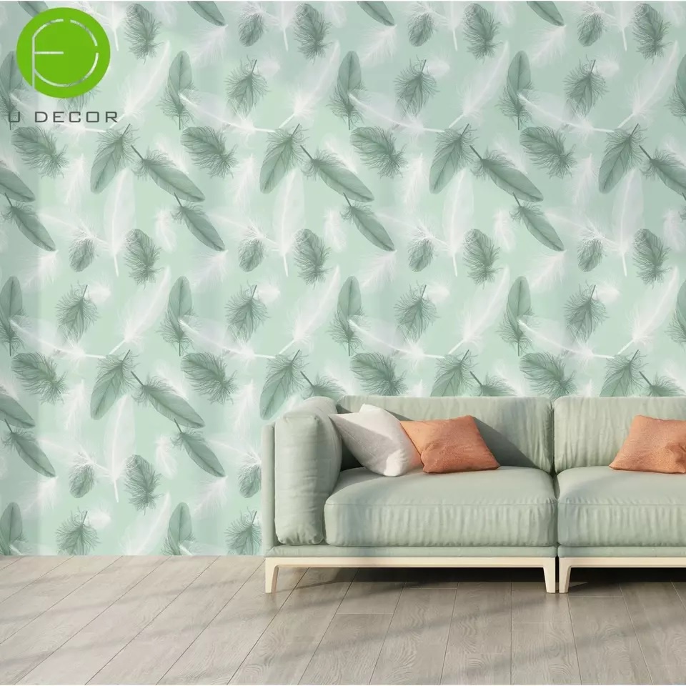 Wallpaper Dinding Motif Merak Hijau Ukuran Panjang 10Meter x Lebar 45CM
