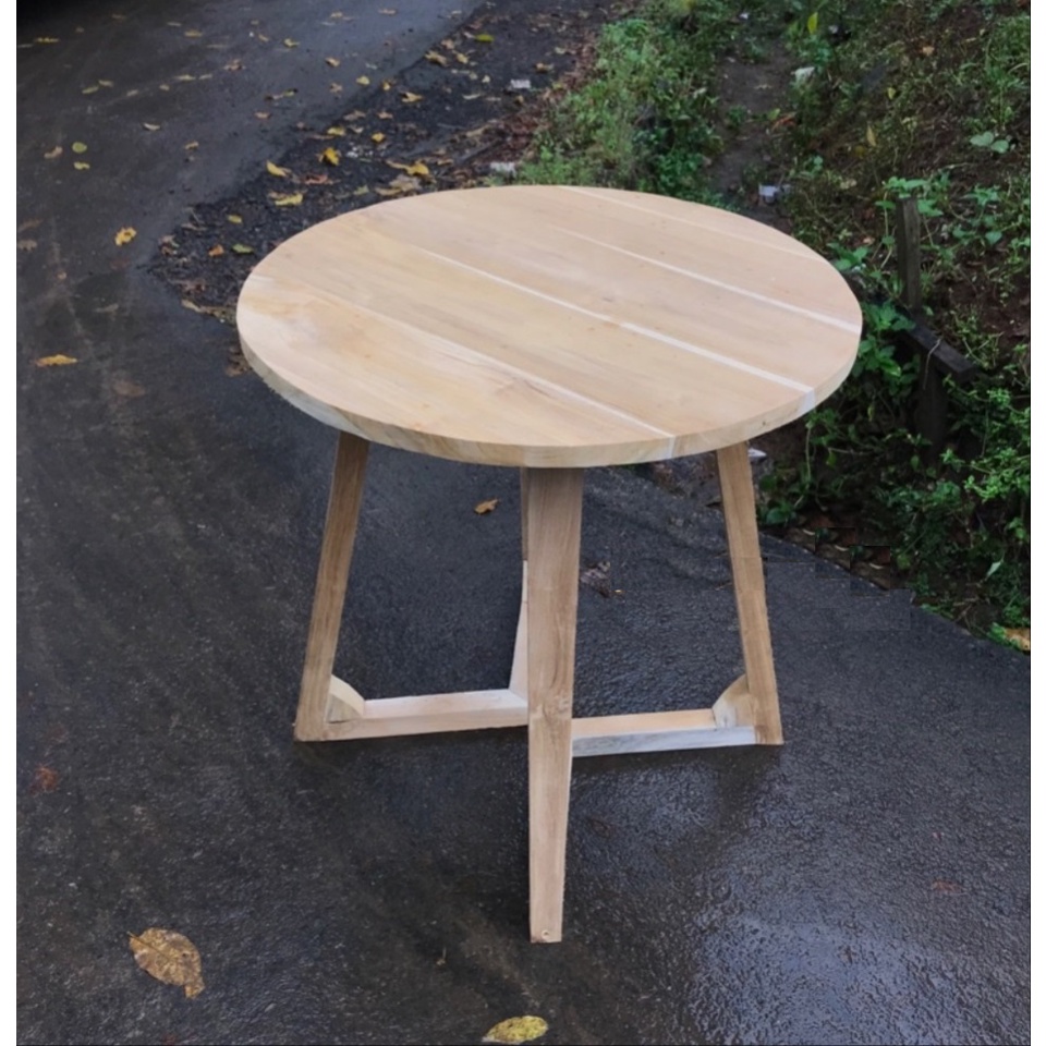 Meja Kopi bulat/Meja teras bulat /meja cafe minimalis kayu jati/Coffe table(di kirim Langsung dari J