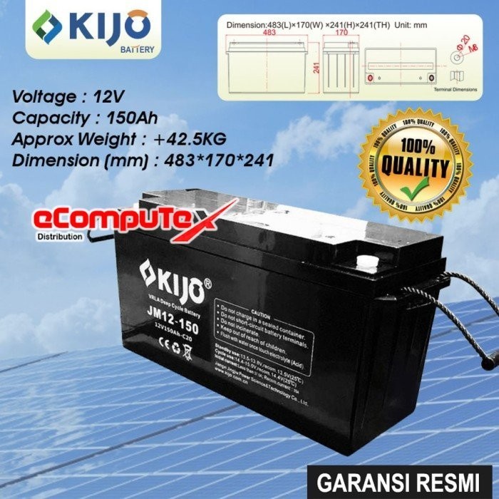 BATERAI UPS VRLA 150 AH KIJO / BATTERY AKI KERING 12 VOLT 150 AH ACCU