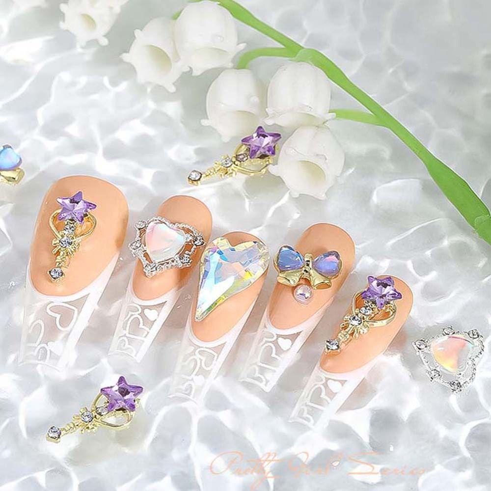 Needway Busur Dekorasi Kuku Wanita Ikatan Simpul Pesona Kuku Cinta Hati Manikur Aksesoris 3D Nail Drills