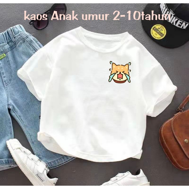 Kaos Anak Umur 2 Sampai 10 Tahun Baju Kaos Distro Anak Unisex Gambar Baby Doggy Cry Baju Anak Laki Laki &amp; Perempuan