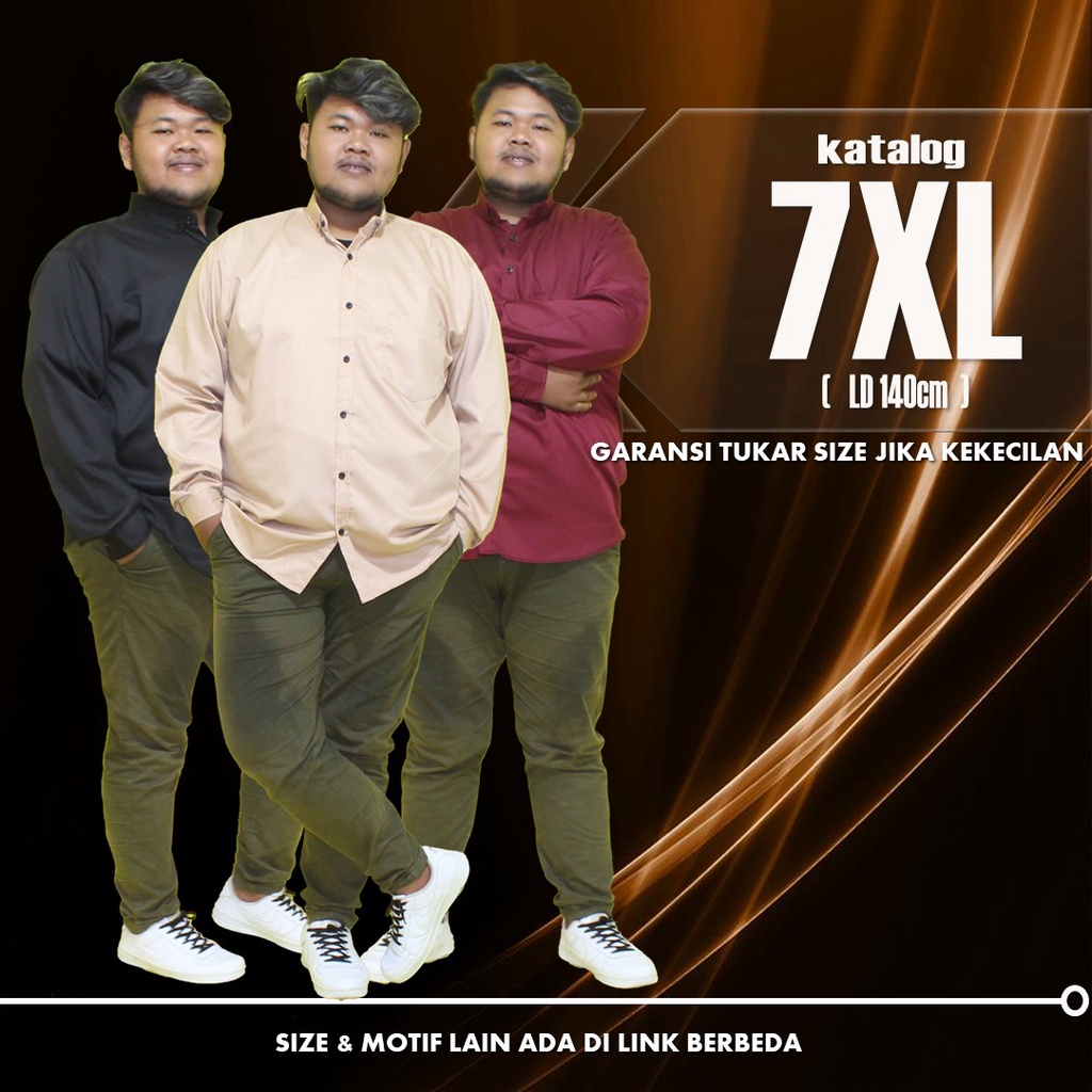 GROSIR Kemeja Polos Jumbo 7XL LD140 Lengan Panjang Formal Kantoran Pria Premium