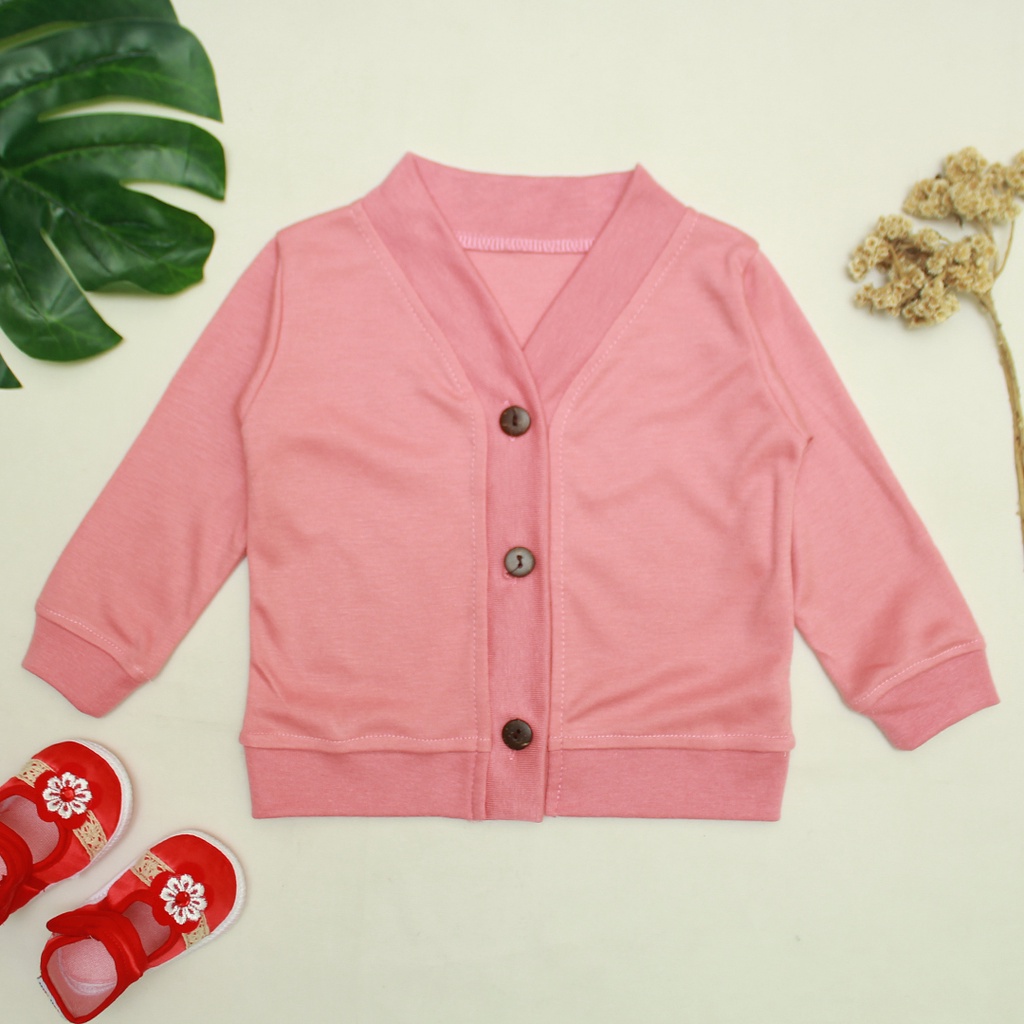 Nia Cardigan Bayi Perempuan 6-12 Bulan Warna Polos Premium