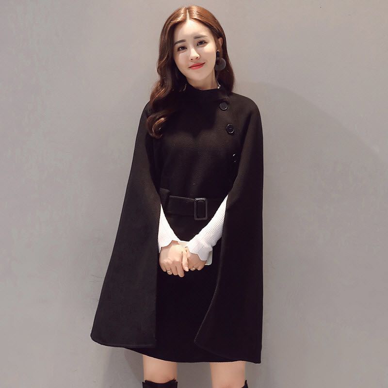 COAT CAPE WOOL WANITA KOREA