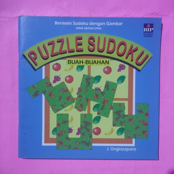 Buku anak bermain sudoku dengan gambar puzzle sudoku buah-buahan