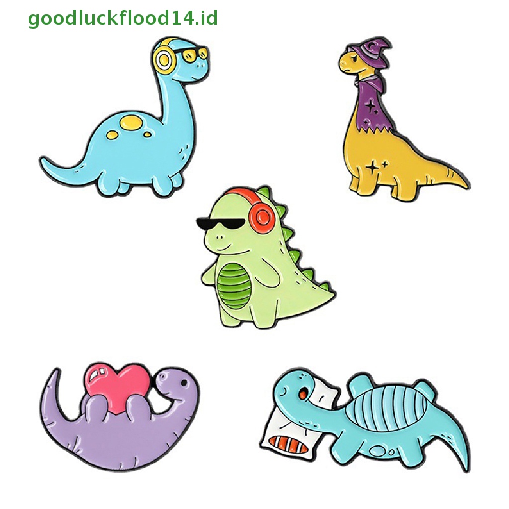 [GOOGFOUR] Kartun Dinosaurus Hewan Drop Minyak Kerah Bros Lencana Pin Pria Wanita Perhiasan Hadiah [TOP]