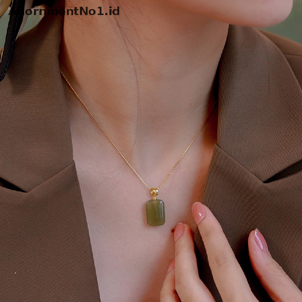 [AdornmentNo1] Hetian Kalung Batu Giok Untuk Wanita Necklace Style Clavicle Chain Pendant [ID]