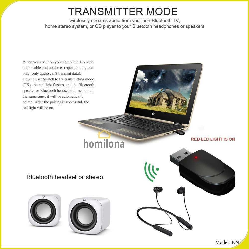 VIKEFON 2 in 1 USB Audio Bluetooth 5.0 Transmitter &amp; Receiver - KN330