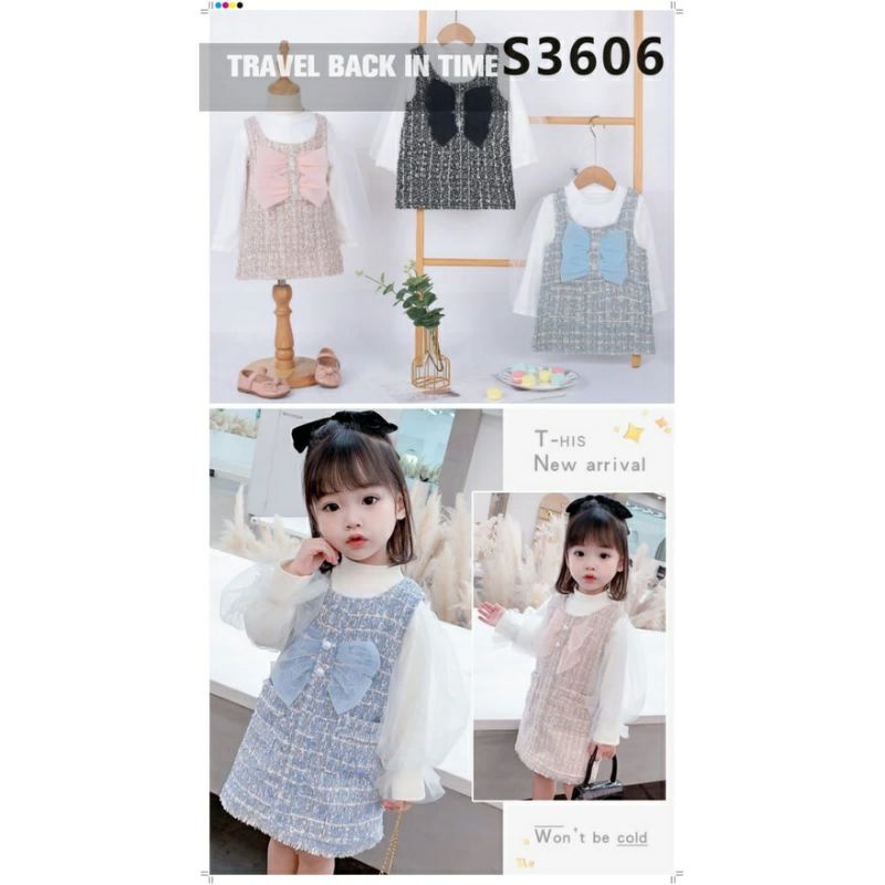 DRESS 2IN1 TWEED PREMIUM IMPOR USIA 2-5 TAHUN