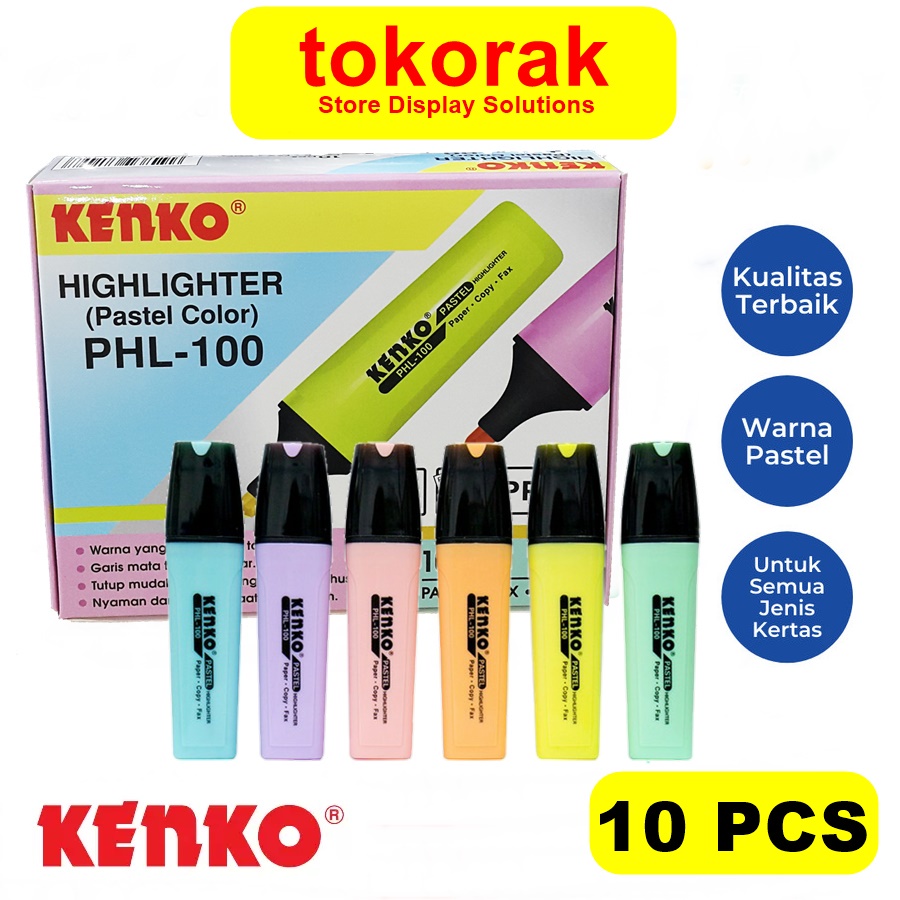 KENKO STABILO PASTEL COLOR HIGHLIGHTER PHL - 100 ISI 10 PCS