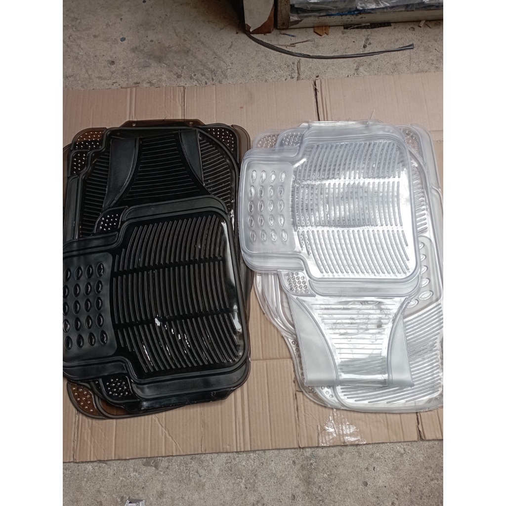 karpet mobil smoke hitam transparan clear/ karpet karet mobil 2 baris Continental smoke clear 3 Pcs 2 Baris / karpet karet universal mobil / karpet mobil