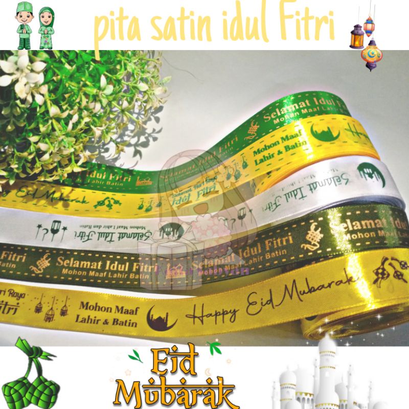 

( 1 roll ) PITA SATIN IDUL FITRI 1 INCH 2.5 CM PITA KADO PARCEL HAMPERS LEBARAN EID MUBAROK MOHON MAAF LAHIR BATIN PITA SATIN LEBARAN 1.5 INCH 4 CM 1.5 CM