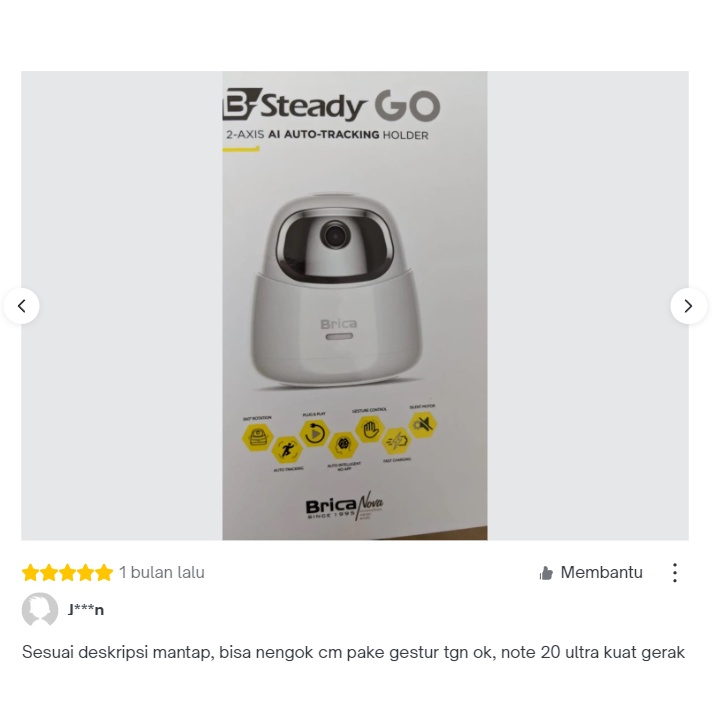 Brica B Steady GO 2 Axis AI Auto Tracking Holder Kamera HP Smart