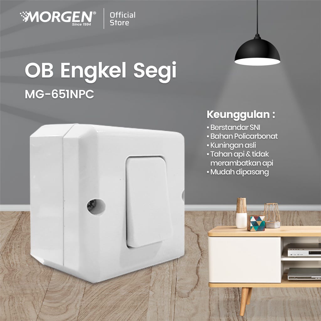 SAKLAR OUTBOW MORGEN O SERIES  STOPKONTAK ARDE SEGI, SAKLAR ENGKEL SEGI , SAKLAR SERI SEGI , SAKLAR ENGKEL + STOPKONTAK / SNI