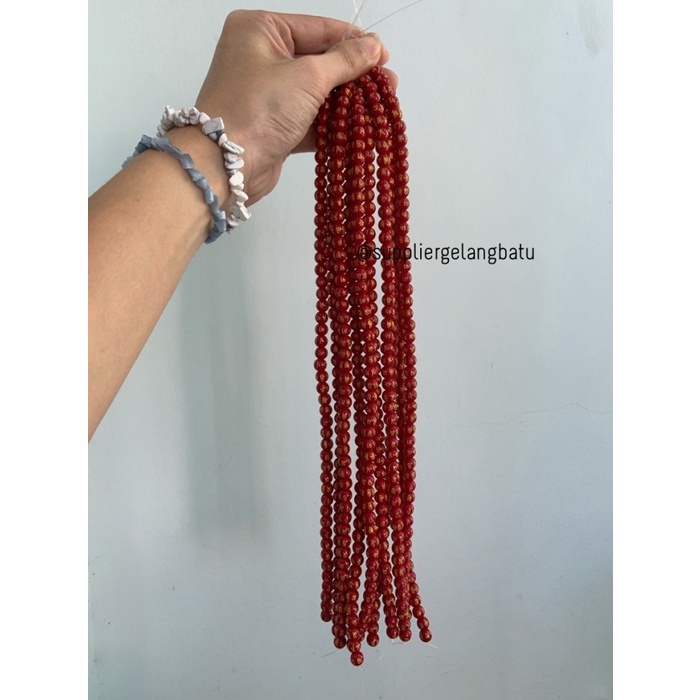 Batu Tibet MERAH TUA DOFF 8mm Mantra Beads Oak Guru om mani Padme Hum