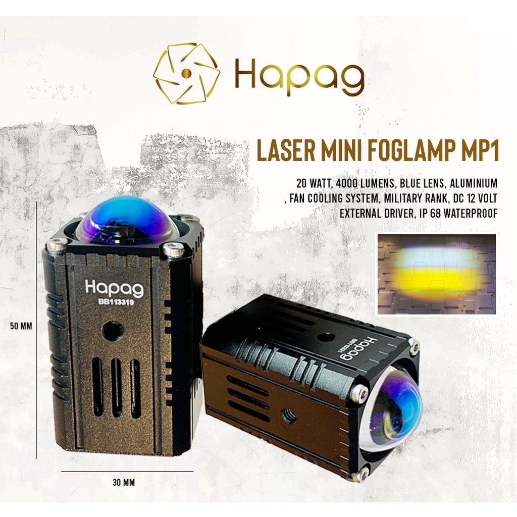 HAPAG X1 Lampu Foglamp Mobil Led Lensa Proyektor 20 Watt Bluelens