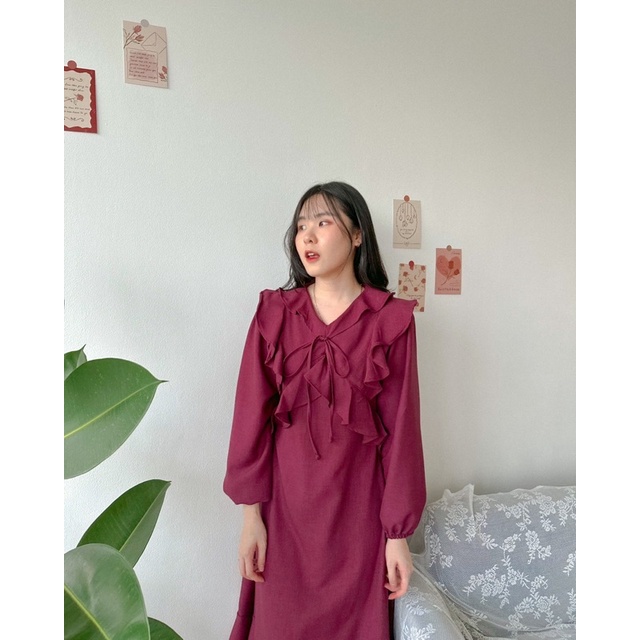 KANON - Ivy Dress - Dress imlek midi vintage korean look
