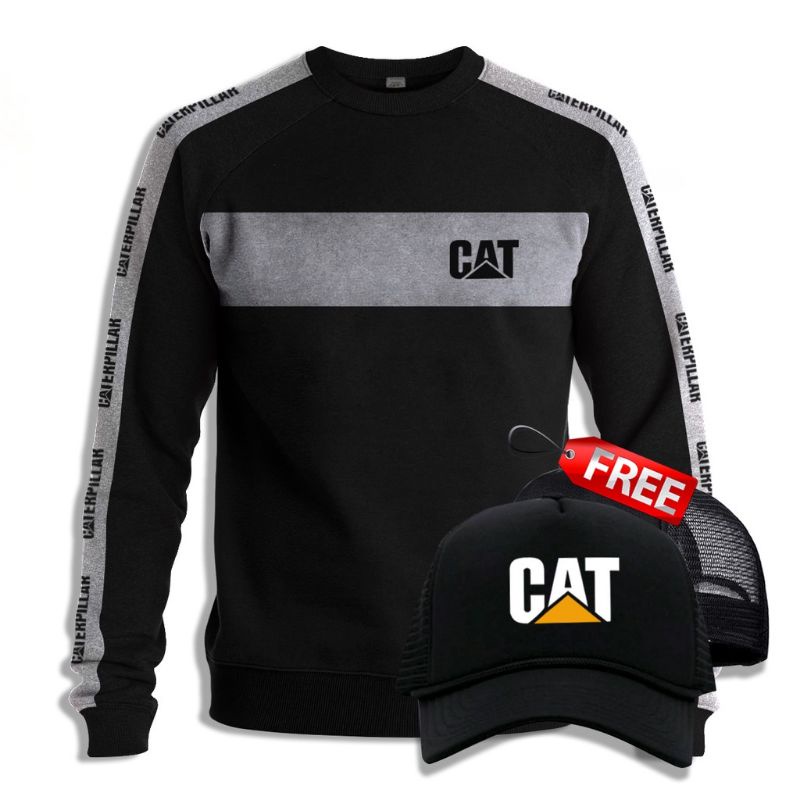 Sweater Caterpilar Excavator Crewneck Bahan Original Fleece All Size S M L XL XXL