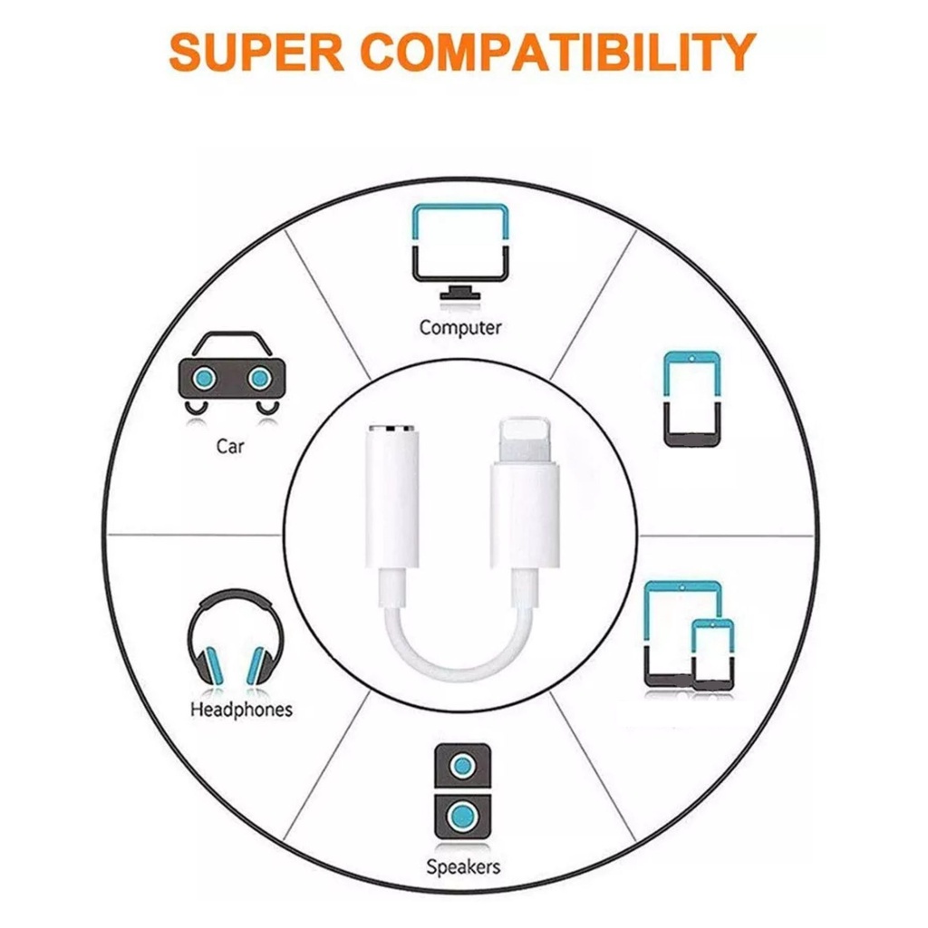 Kabel Converter Lightning Audio Jack 3.5mm for iP - Adapter Adaptor Headset