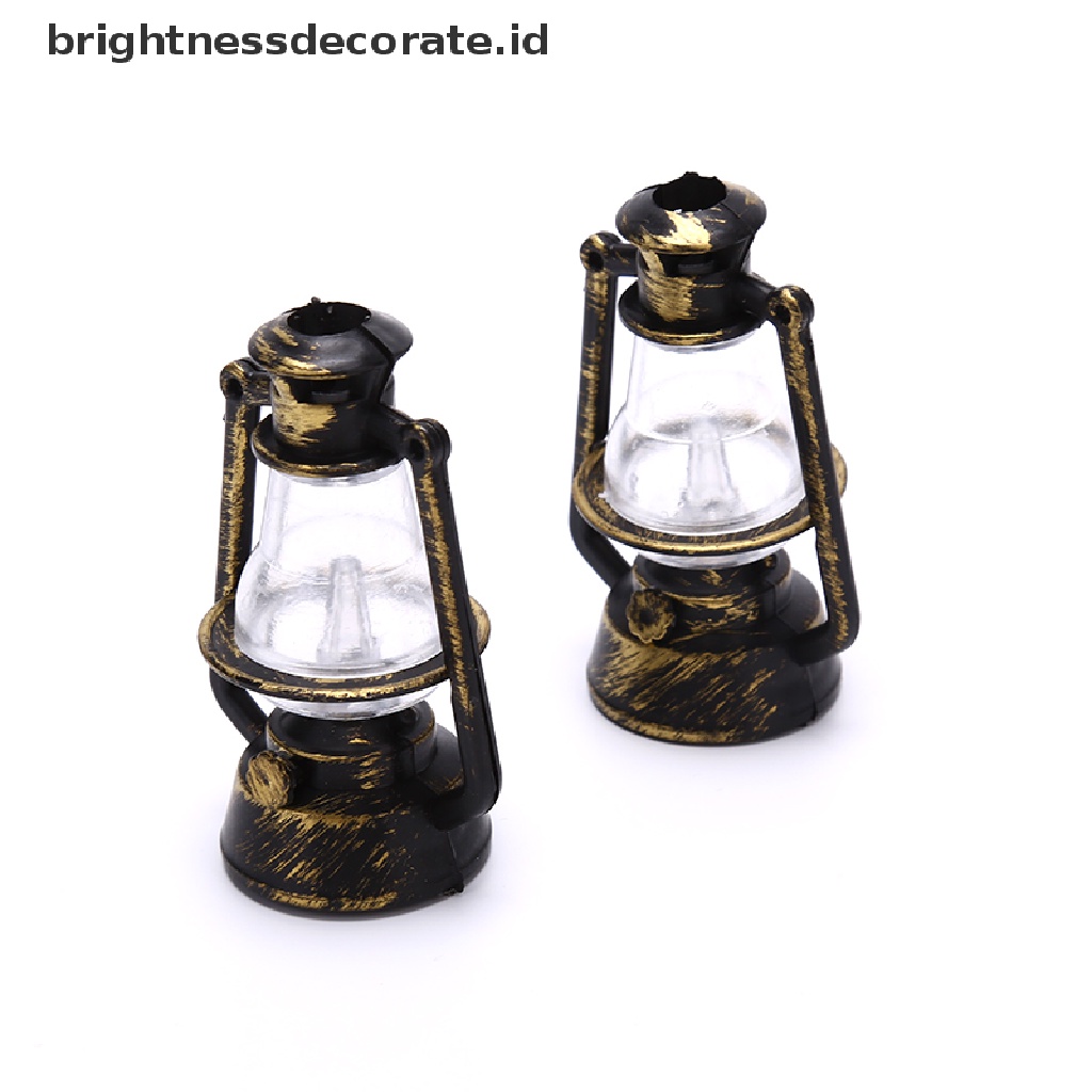 [Birth] Rumah Boneka1: 12lampu Minyak Tanah Mini Retro Hitam Rumah Boneka Dekorasi Pemandangan Hidup [ID]