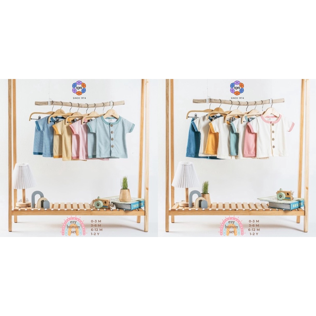 Nova Setelan Pendek Bayi dan Anak Ezy Plain dan Garis Series 0-24 Bulan