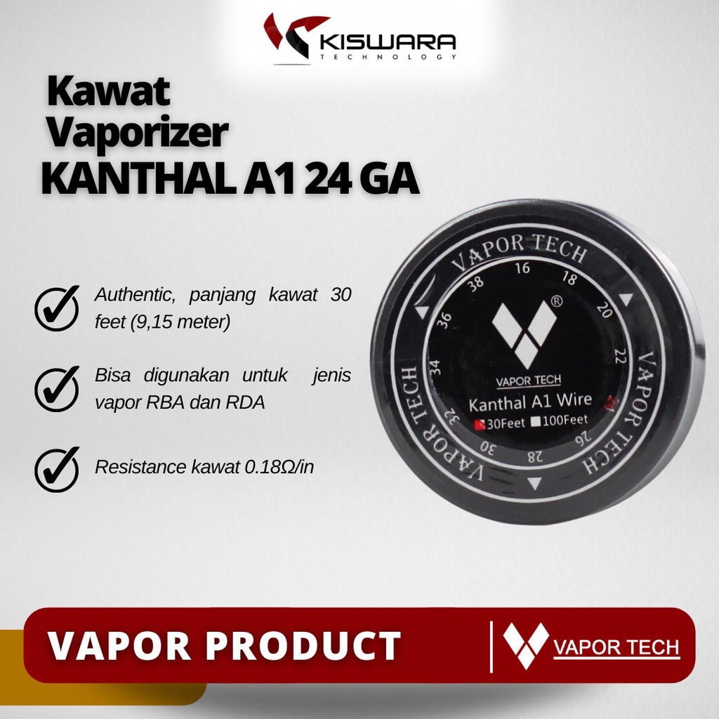 Vapor Tech Wire Kanthal A1 24 GA 30 Feet [9.15 Meter]