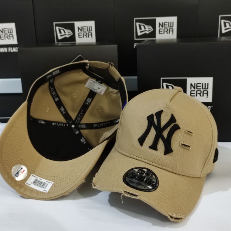 Topi Ny cream 9 A frame topi premium sobek/ ripped