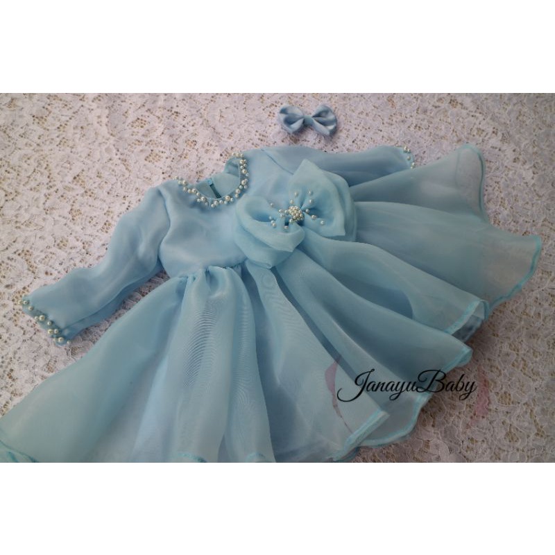 Gamis Tunik bayi premium rok mekar biru langit baby blue