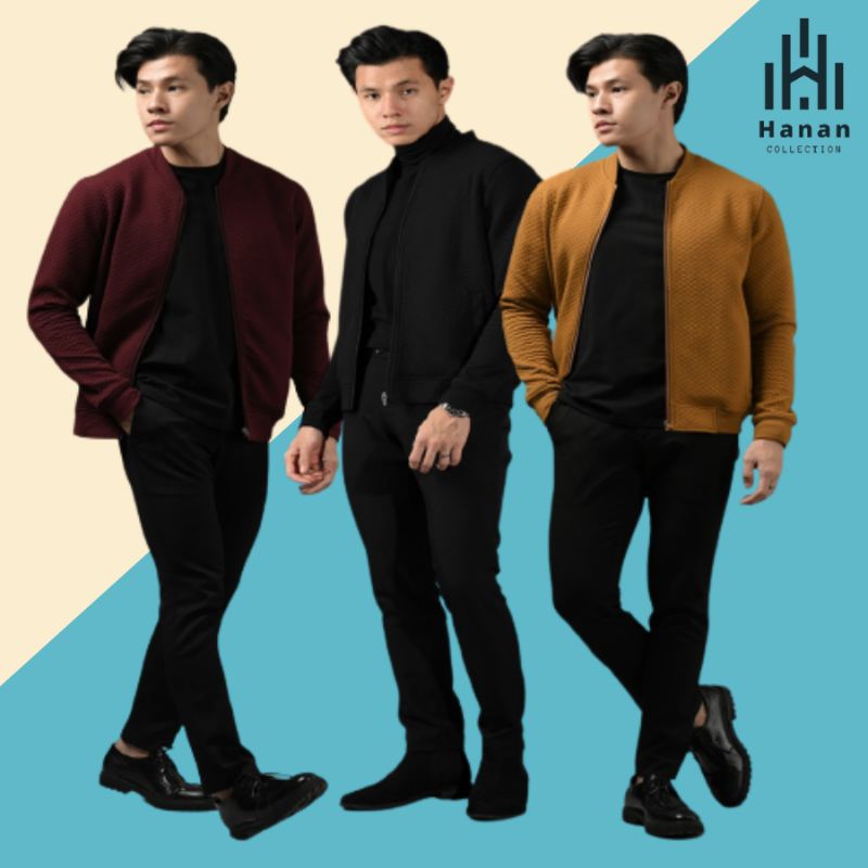 Hanan Jaket Comfy Jacket Bomber Varsity Ottoman Pria Bahan Tebal