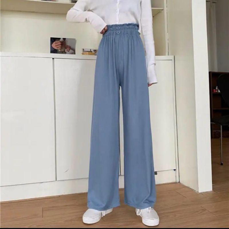 Celana Kulot Crinkle Airflow Premium Wanita / Bawahan Kulot Tali Panjang Wanita Polos Terbaru Termurah Kancing Kekinian