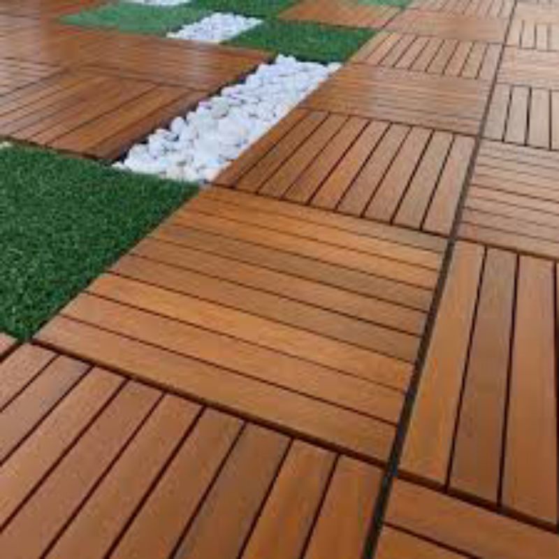 Lantai Kayu Decking Tile Parket Outdoor Bahan Wpc dan Campuran Kayu Jati