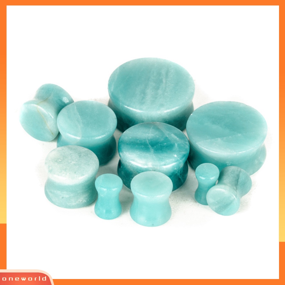 [oneworld] 1pasang Batu Opal Unisex Ear Plug Tunnel Ear Expander Perhiasan Tindik Tubuh