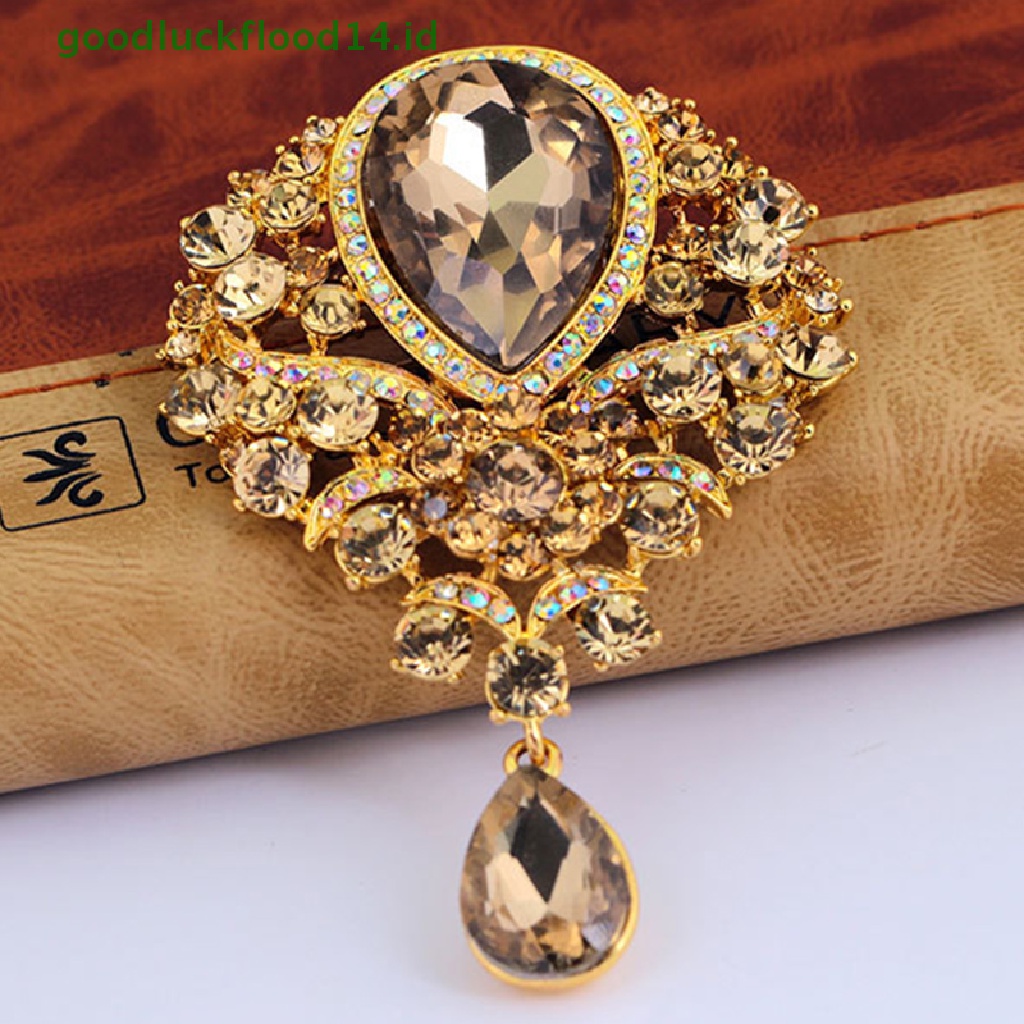 [GOOGFOUR] Bros Tetesan Air Kristal Besar Untuk Wanita Vintage Fashion Pendant Style Pins [TOP]