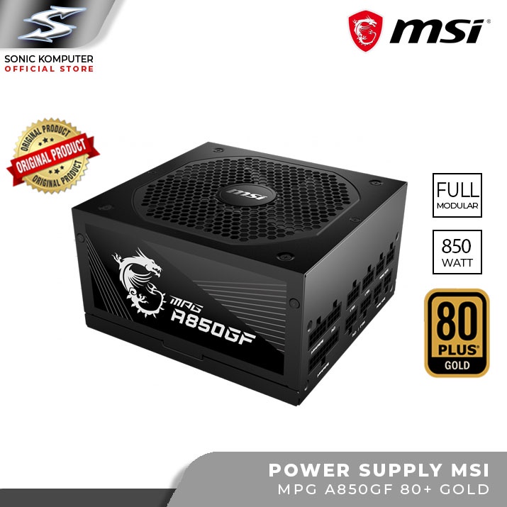 Power Supply MSI MPG A850GF 850 Watt 80 Plus Gold Full Modular PSU 80+