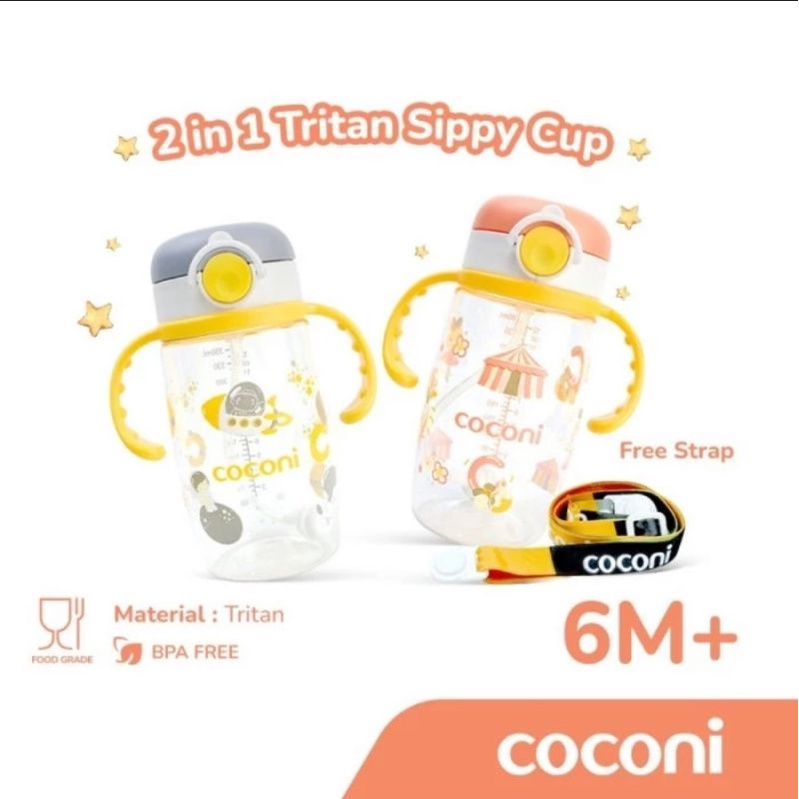 COCONI Tritan Sippy Cup with Strap 350ml / Botol Minum Anak