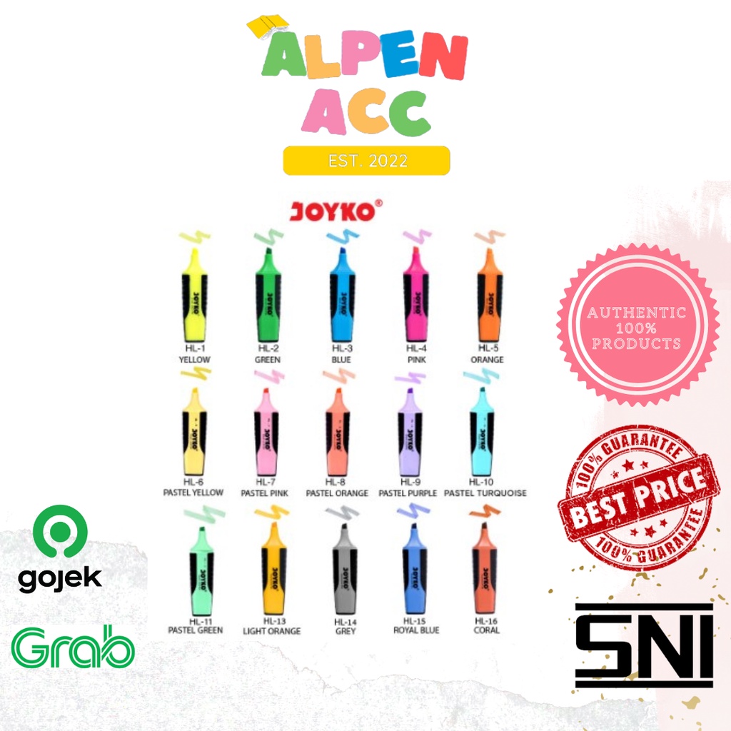 

JOYKO Highlighter Penanda Berwarna | STABILO HL 1-16 | 1EA|Pcs