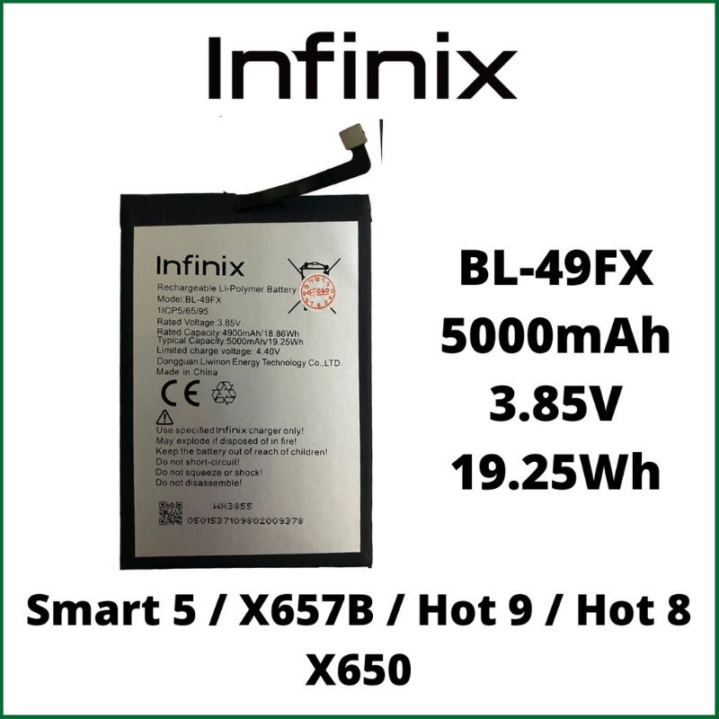 Battery infinix BL49FX Smart 5 X657 X657B Hot 9 Hot 8 X650 Battery batrai batre baterai Original