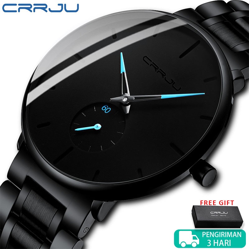 CRRJU Jam Tangan Pria Tahan Air Kuarsa Stainless Steel Kasual  Olahraga Gaya Mewah Merek 2150S