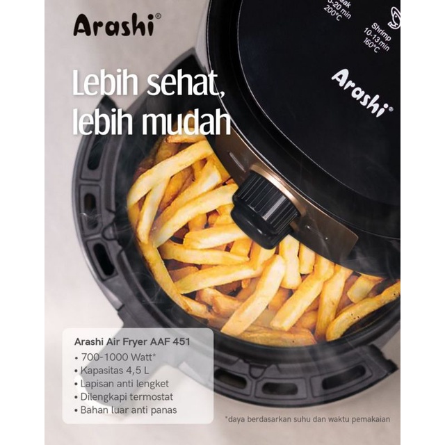 Air Fryer Arashi AAF 451 4,5 liter / alat pemanggang / membakar / menggoreng Arashi AAF 451