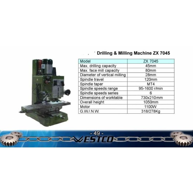 MESIN DRILLING & MILLING ZX7045