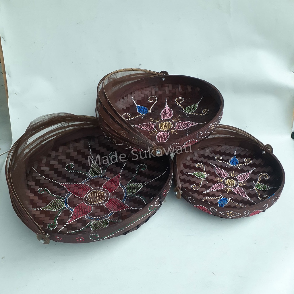 Set wadah tedung saji isi 3pcs kerajinan wadah tradisional bali