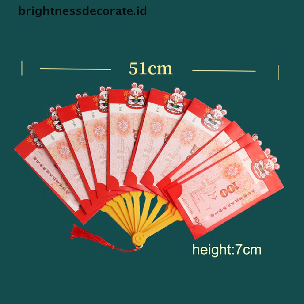 [Birth] 2023tahun Baru Kreatif Amplop Merah Bentuk Kipas Hongbao Chinese Spring Festival Red Pocket Best Wish Lucky Money Pockets Gift Bag [ID]