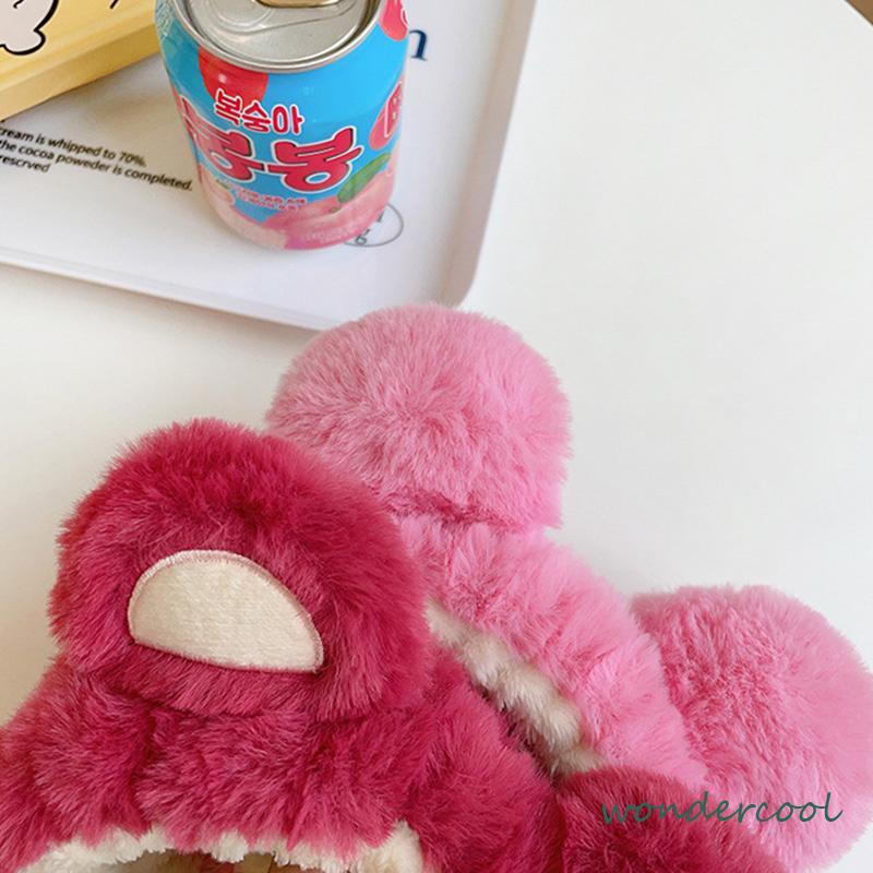 Ikat Kepala Beruang Stroberi Mewah Ikat Kepala Cuci Muka Wanita Hiasan Kepala Jepit Rambut Lucu-Won