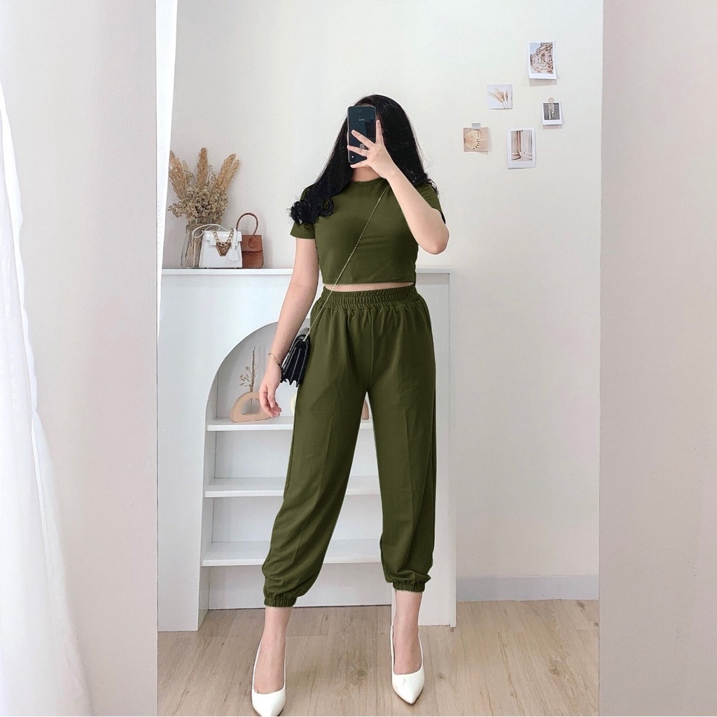 Setelan crop babyterry ST ZOEY One set Korean style terbaru