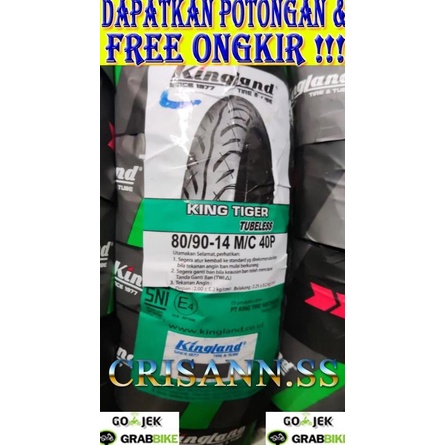 BAN LUAR TUBELESS 80/90-14 KINGLAND BAN TUBLES 80/90-14 KINGLAND