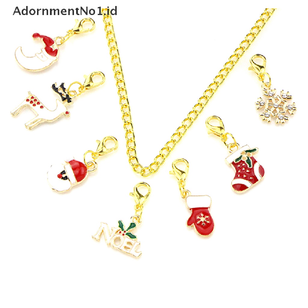 [AdornmentNo1] 5/15pcs Manik-Manik Natal Enamel Campuran Menjuntai Ch Liontin Dengan Lobster Clasp Gantungan Kunci Untuk DIY Gelang Kalung Perhiasan Fingingings [ID]