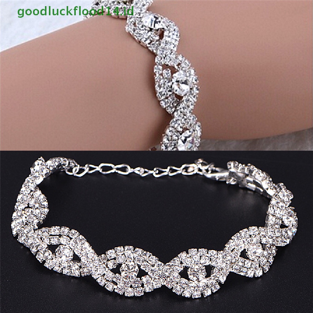 [GOOGFOUR] Elegan Deluxe Austria Gelang Kristal Wanita Infinity Berlian Imitasi Bangle Hadiah [TOP]